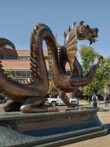 Mario statue on Drexel campus.